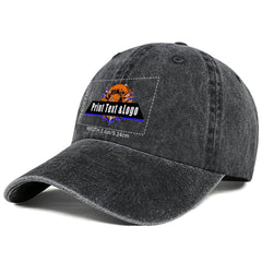 Kundenspezifisch  Schwarz  Logo Washed Cowboy Ponytail Cap Metall Snapback Herren und Damen Atmungsaktive Baseballkappen