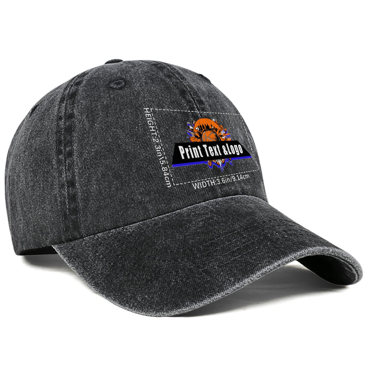 Kundenspezifisch  Schwarz  Logo Washed Cowboy Ponytail Cap Metall Snapback Herren und Damen Atmungsaktive Baseballkappen