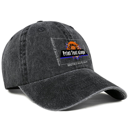 Kundenspezifisch  Schwarz  Logo Washed Cowboy Ponytail Cap Metall Snapback Herren und Damen Atmungsaktive Baseballkappen