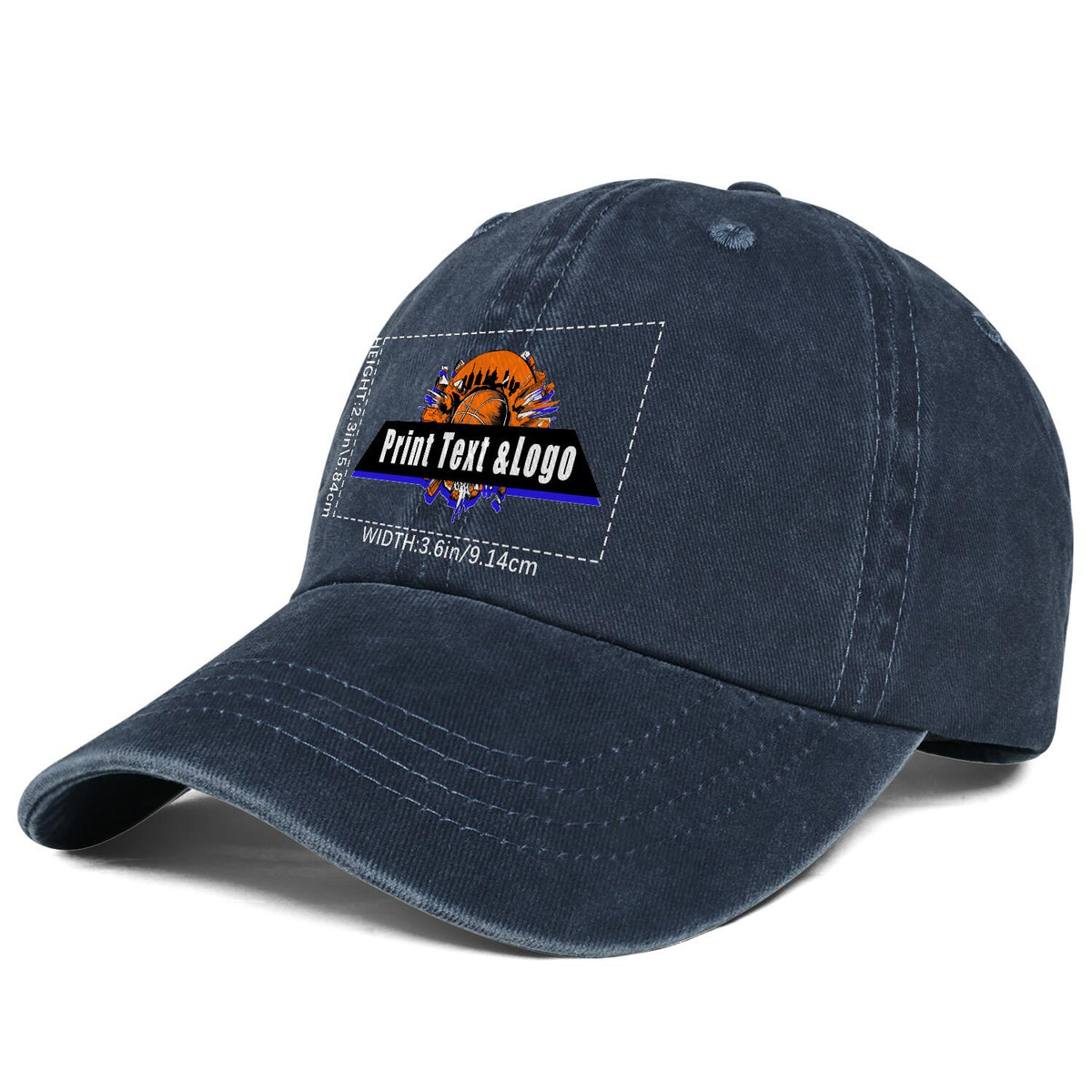 Kundenspezifisch Blau Logo Washed Cowboy Ponytail Cap Metall Snapback Herren und Damen Atmungsaktive Baseballkappen