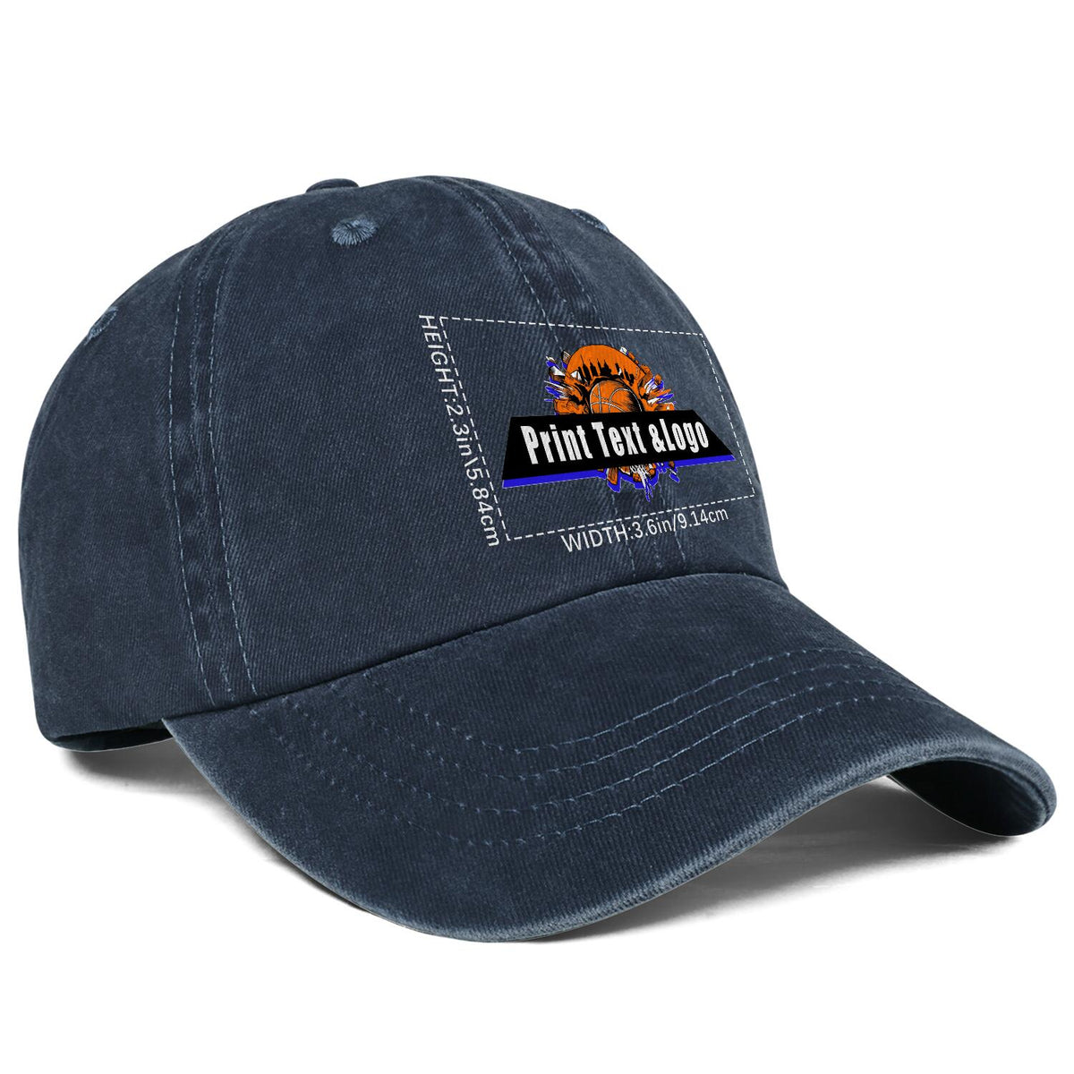 Kundenspezifisch Blau Logo Washed Cowboy Ponytail Cap Metall Snapback Herren und Damen Atmungsaktive Baseballkappen
