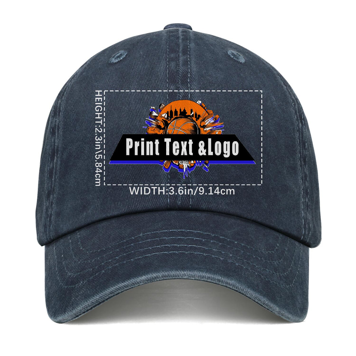Kundenspezifisch Blau Logo Washed Cowboy Ponytail Cap Metall Snapback Herren und Damen Atmungsaktive Baseballkappen