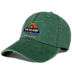 Kundenspezifisch Grün Logo Washed Cowboy Ponytail Cap Metall Snapback Herren und Damen Atmungsaktive Baseballkappen