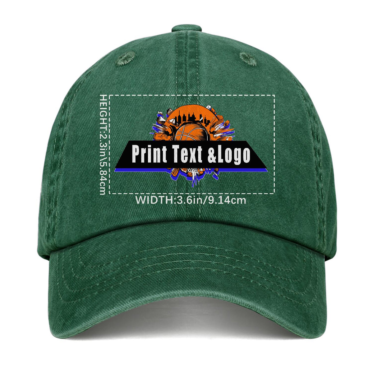 Kundenspezifisch Grün Logo Washed Cowboy Ponytail Cap Metall Snapback Herren und Damen Atmungsaktive Baseballkappen