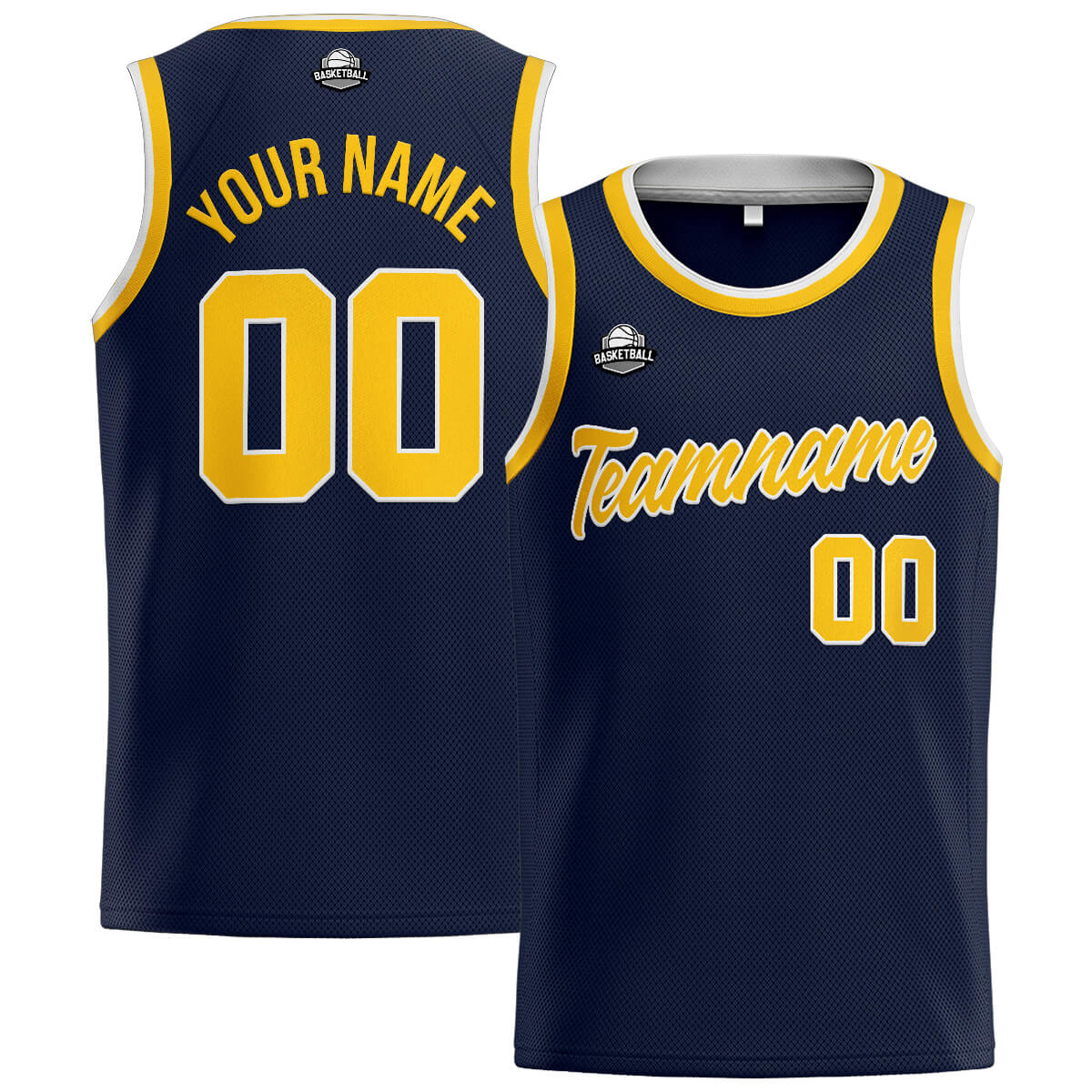 Benutzerdefinierte Authentisch  Basketball Trikot Marine-Gelb