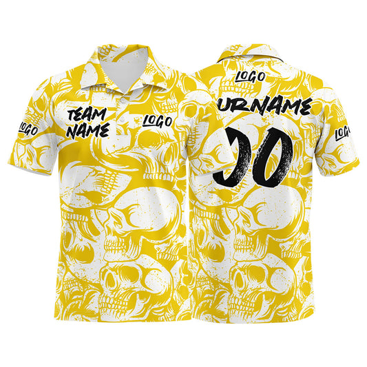 Benutzerdefiniert Polo Hemden und Personalisieren T-Shirts für Männer, Frauen und Kinder Hinzufügen Ihr Einzigartig Logo und Text Gelb&Weiß