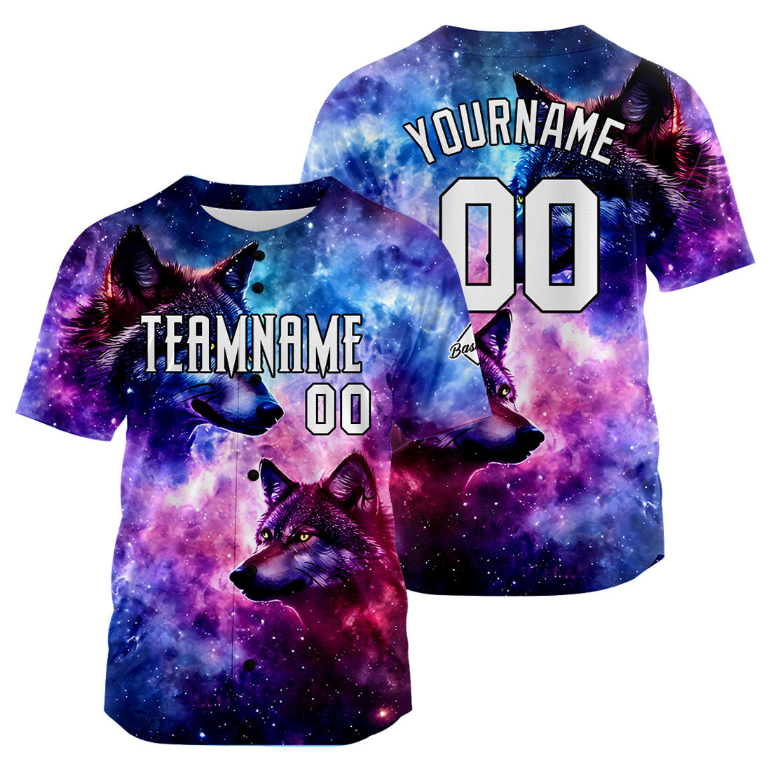 Benutzerdefinierte Baseball Jersey Personalisierte Baseball Shirt genäht und Druck Sternenhimmel  Wolf