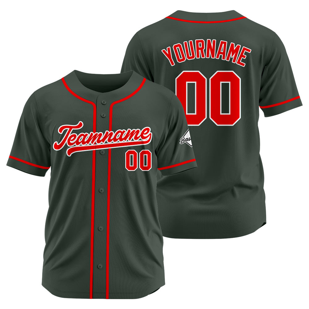 Benutzerdefinierte Authentisch Baseball-Trikot Dunkel Grau-Rot