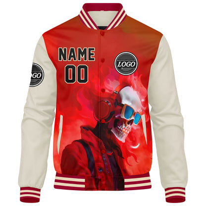 Benutzerdefinierte Verlauf Varsity-Jacke. Letterman-Jacke Rot Creme