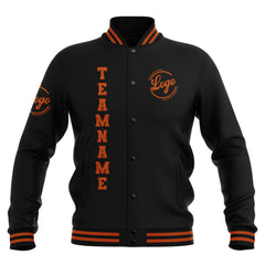 Benutzerdefiniert Schwarz Dunkel Orange Wasserdichte Varsity Jacken Personalisiert genäht Name Nummer Logo zu Letterman Jacken