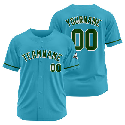 Benutzerdefinierte Authentisch Baseball-Trikot Hellblau-Dunkelgrün