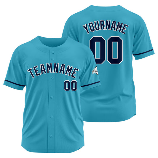 Benutzerdefinierte Authentisch Baseball-Trikot Hellblau-Marine