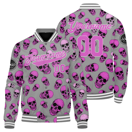 Benutzerdefinierte Rosa Varsity-Jacke. Letterman-Jacke für Männer, Frauen und Jugendliche