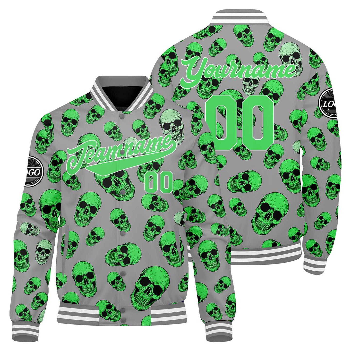 Benutzerdefinierte Green Varsity-Jacke. Letterman-Jacke für Männer, Frauen und Jugendliche