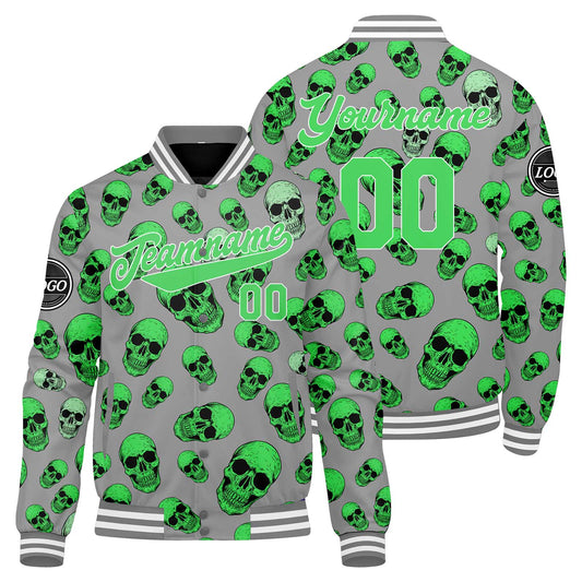 Benutzerdefinierte Green Varsity-Jacke. Letterman-Jacke für Männer, Frauen und Jugendliche