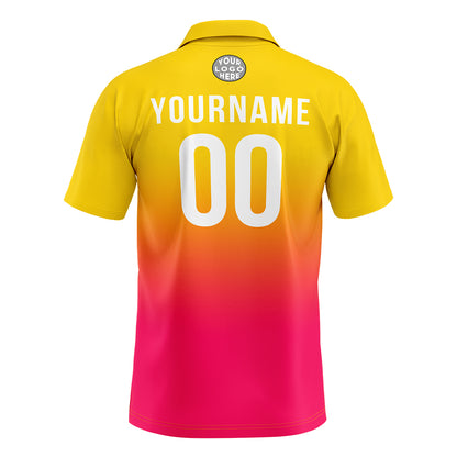 Benutzerdefinierte Gelb Heiß Rosa Fußball Polo-Shirts Fügen Sie Ihr Einzigartiges hinzu Logo/Name/Nummer