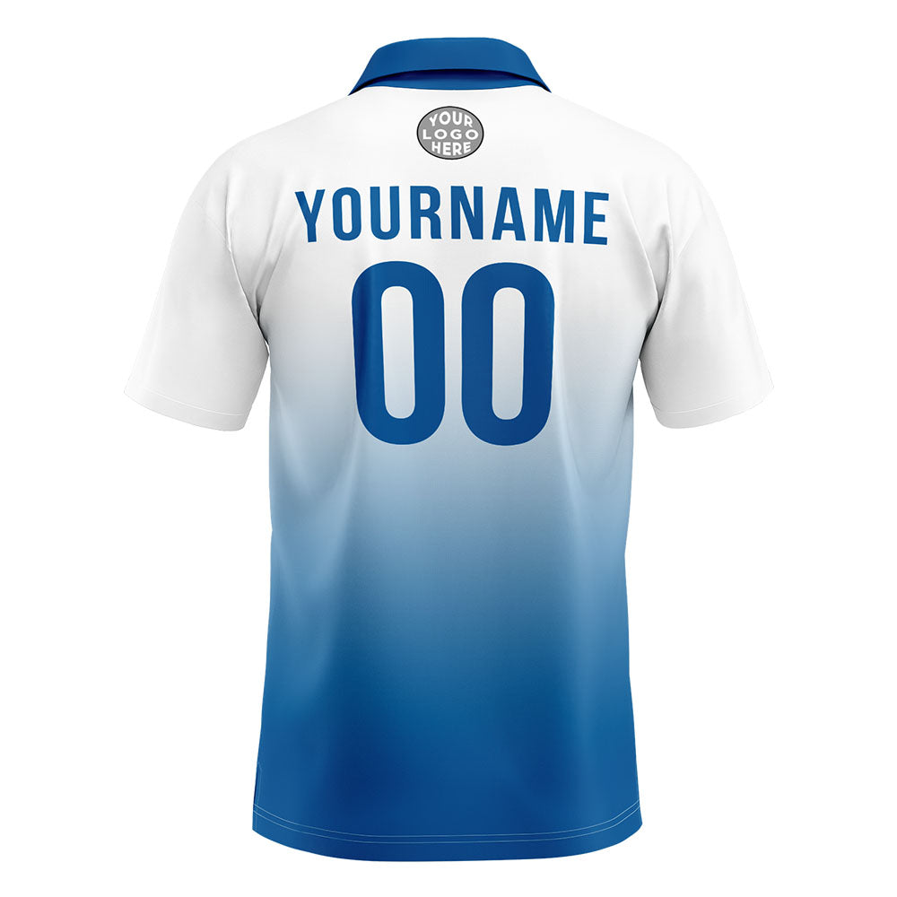 Benutzerdefinierte Weiß Blau Fußball Polo-Shirts Fügen Sie Ihr Einzigartiges hinzu Logo/Name/Nummer