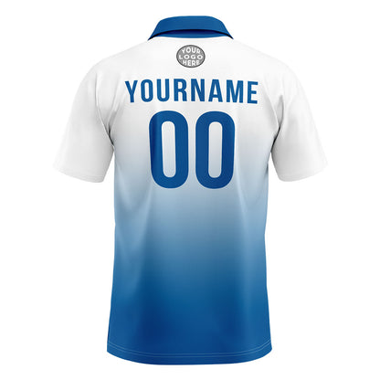 Benutzerdefinierte Weiß Blau Fußball Polo-Shirts Fügen Sie Ihr Einzigartiges hinzu Logo/Name/Nummer