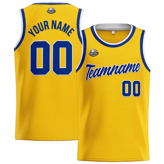 Benutzerdefinierte Authentisch  Basketball Trikot Gelb-Royal