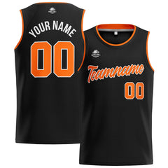 Benutzerdefinierte Authentisch  Basketball Trikot Schwarz-Orange