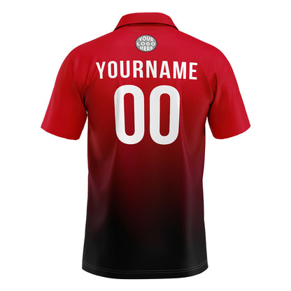 Benutzerdefinierte Rot Schwarz Weiß Fußball Polo-Shirts Fügen Sie Ihr Einzigartiges hinzu Logo/Name/Nummer