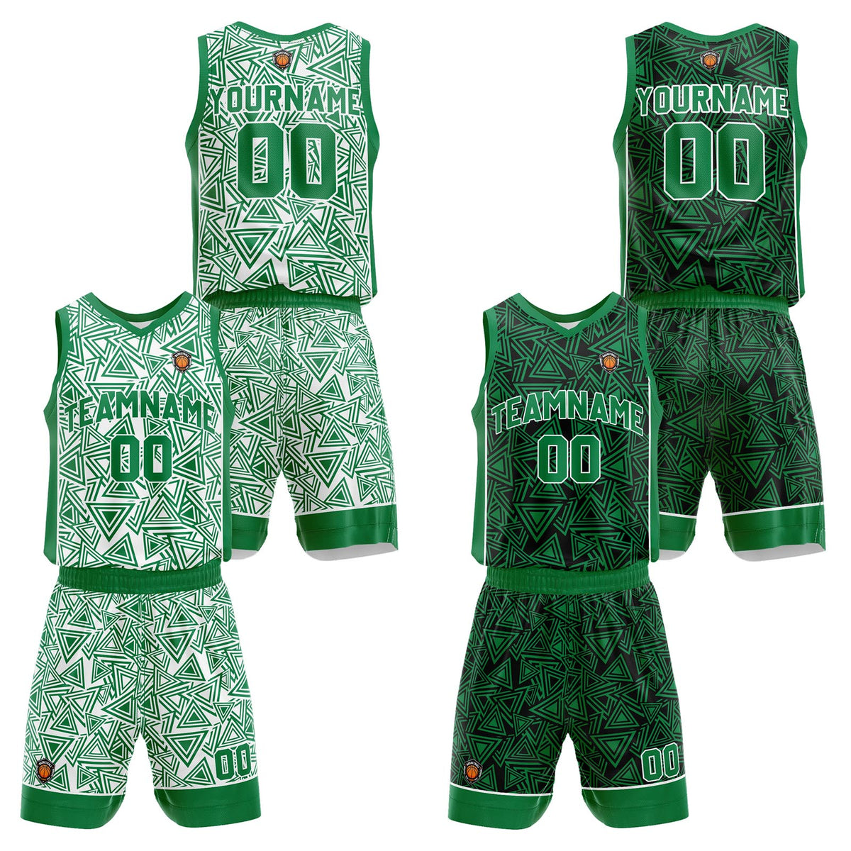 Benutzerdefinierte Grün Reversible Basketball Jersey Personalisierte Name Nummernlogo drucken