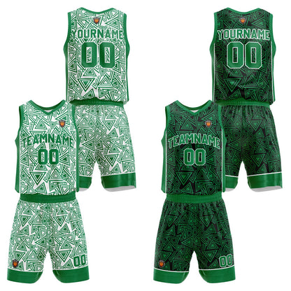 Benutzerdefinierte Grün Reversible Basketball Jersey Personalisierte Name Nummernlogo drucken
