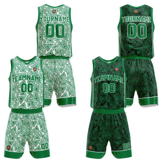 Benutzerdefinierte Grün Reversible Basketball Jersey Personalisierte Name Nummernlogo drucken