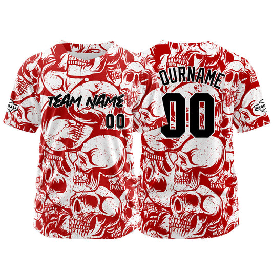 Benutzerdefinierte Baseball Jersey Personalisierte Baseball Shirt genäht und Druck Rot&Weiß