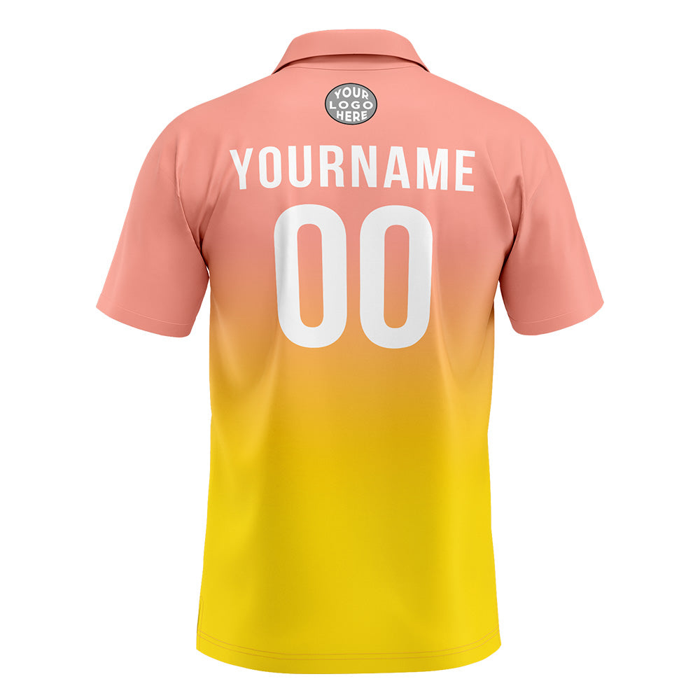 Benutzerdefinierte Lichtrosa Gelb Fußball Polo-Shirts Fügen Sie Ihr Einzigartiges hinzu Logo/Name/Nummer