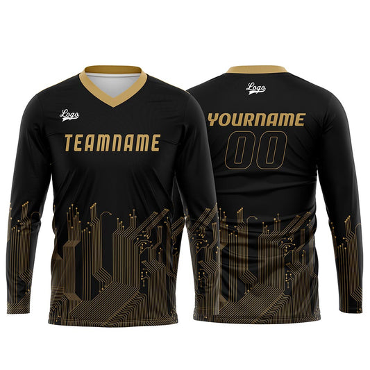 Kundenspezifisches Schwarzes Gold Basketball Fußball Schießen langes T-Shirt für Erwachsene und Kinder