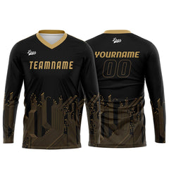 Kundenspezifisches Schwarzes Gold Basketball Fußball Schießen langes T-Shirt für Erwachsene und Kinder