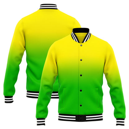 Benutzerdefinierte Verlauf Varsity-Jacke. Letterman-Jacke Gelb Grün