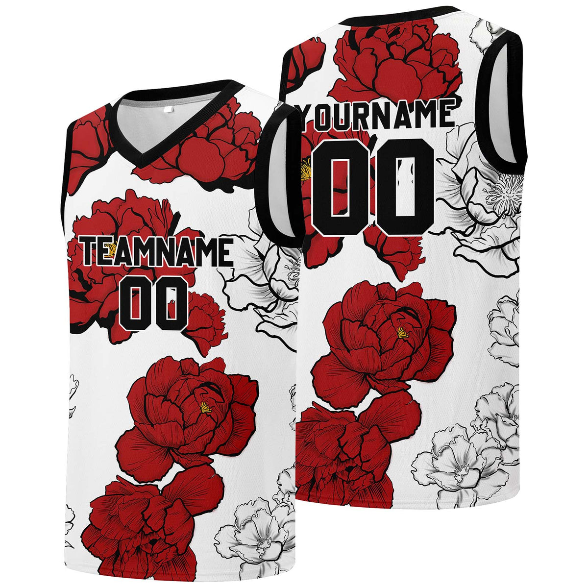 Individuelle Basketball-Jersey für Männer und Frauen. Gestickter und gedruckter Name, Nummer und Logo