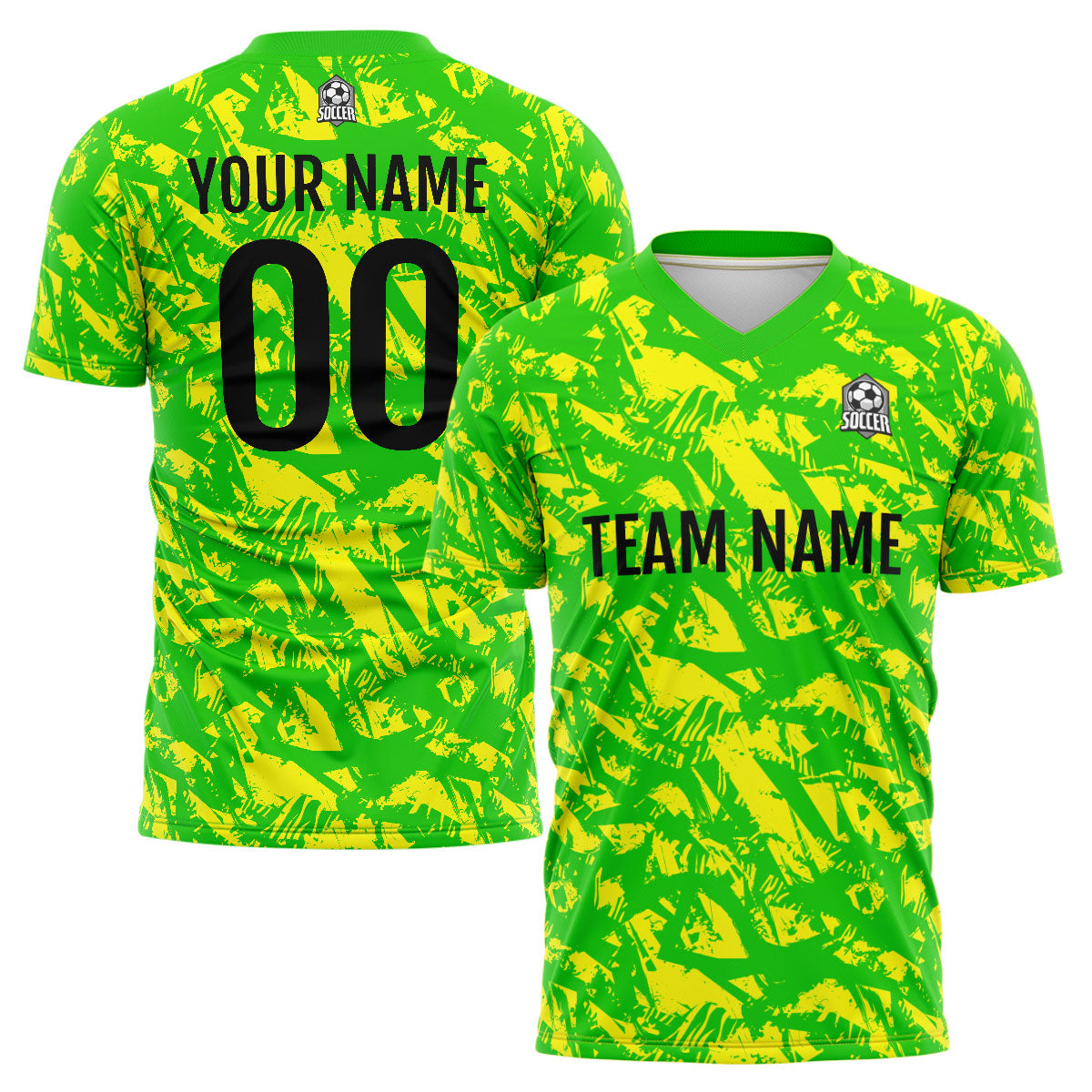 Benutzerdefinierte Grün Gelb Fußball Trikots für Männer Frauen Personalisierte Fußball Uniformen für Erwachsene und Kind