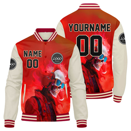 Benutzerdefinierte Verlauf Varsity-Jacke. Letterman-Jacke Rot Creme