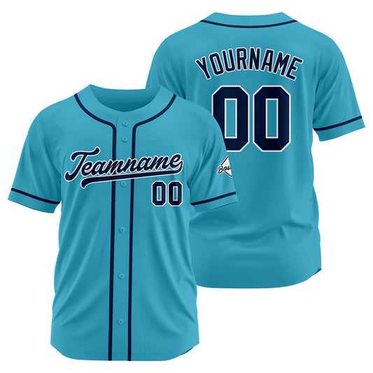 Benutzerdefinierte Authentisch Baseball-Trikot Hellblau-Marine