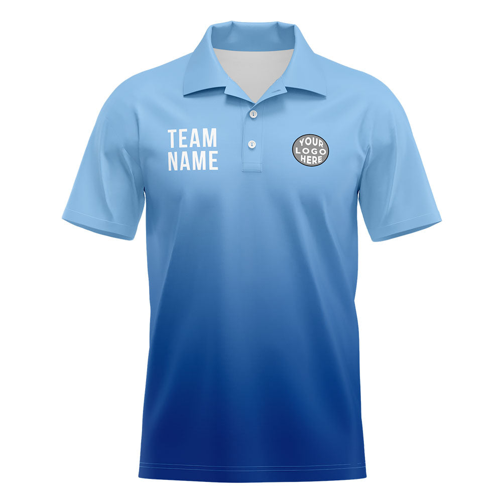 Benutzerdefinierte Hellblau Fußball Polo-Shirts Fügen Sie Ihr Einzigartiges hinzu Logo/Name/Nummer