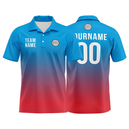 Benutzerdefinierte Blau Rot Fußball Polo-Shirts Fügen Sie Ihr Einzigartiges hinzu Logo/Name/Nummer