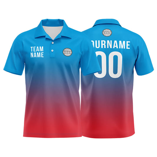 Benutzerdefinierte Blau Rot Fußball Polo-Shirts Fügen Sie Ihr Einzigartiges hinzu Logo/Name/Nummer