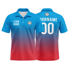 Benutzerdefinierte Blau Rot Fußball Polo-Shirts Fügen Sie Ihr Einzigartiges hinzu Logo/Name/Nummer