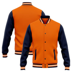 Benutzerdefinierte Varsity-Jacke. Letterman-Jacke für Männer, Frauen und Jugendliche Marine Orange