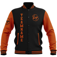 Benutzerdefiniert Schwarz Dunkel Orange Wasserdichte Varsity Jacken Personalisiert genäht Name Nummer Logo zu Letterman Jacken