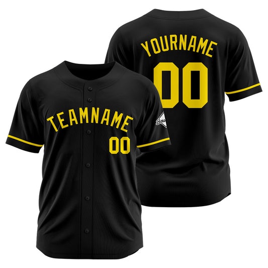 Benutzerdefinierte Authentisch Baseball-Trikot Schwarz Gelb
