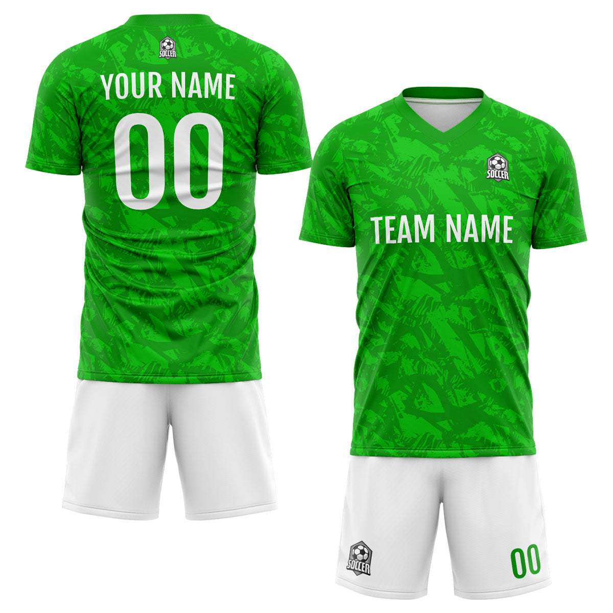 Benutzerdefinierte Grün Schwarz Fußball Trikots für Männer Frauen Personalisierte Fußball Uniformen für Erwachsene und Kind