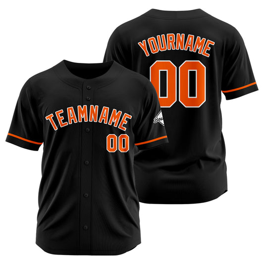 Benutzerdefinierte Authentisch Baseball-Trikot Schwarz-Orange