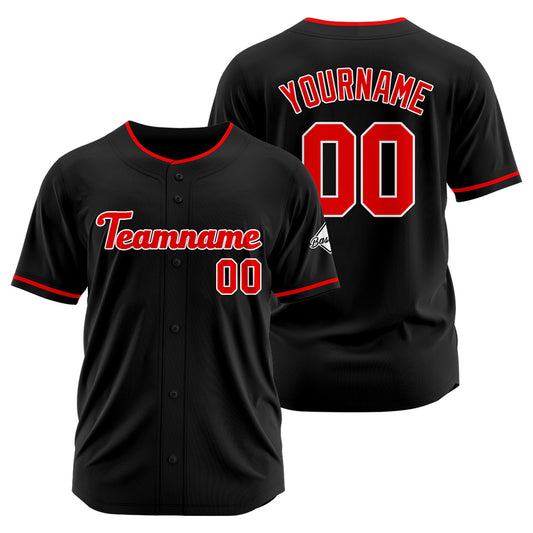 Benutzerdefinierte Authentisch Baseball-Trikot Schwarz-Rot