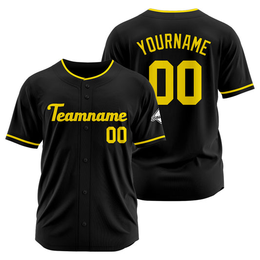 Benutzerdefinierte Authentisch Baseball-Trikot Schwarz Gelb