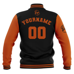 Benutzerdefiniert Schwarz Dunkel Orange Wasserdichte Varsity Jacken Personalisiert genäht Name Nummer Logo zu Letterman Jacken