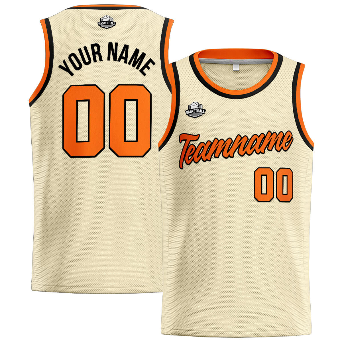 Benutzerdefinierte Authentisch  Basketball Trikot Creme-Orange-Schwarz